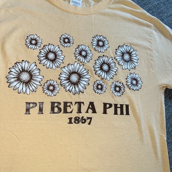 Pi Beta Phi Sorority 1867 Yellow Flowers Shirt size small - Picture 2 of 3